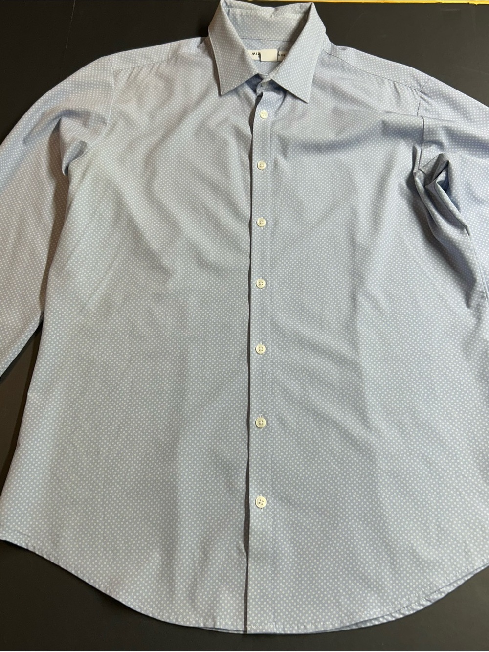 Mizzen +Main Men's Light Blue Micro-Pattern Dress Shirt, Easy Care